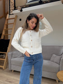 Giulia Chunky Knit Cardigan Ecru