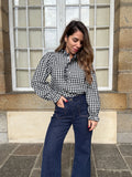 Zwarte vichy blouse Léonor