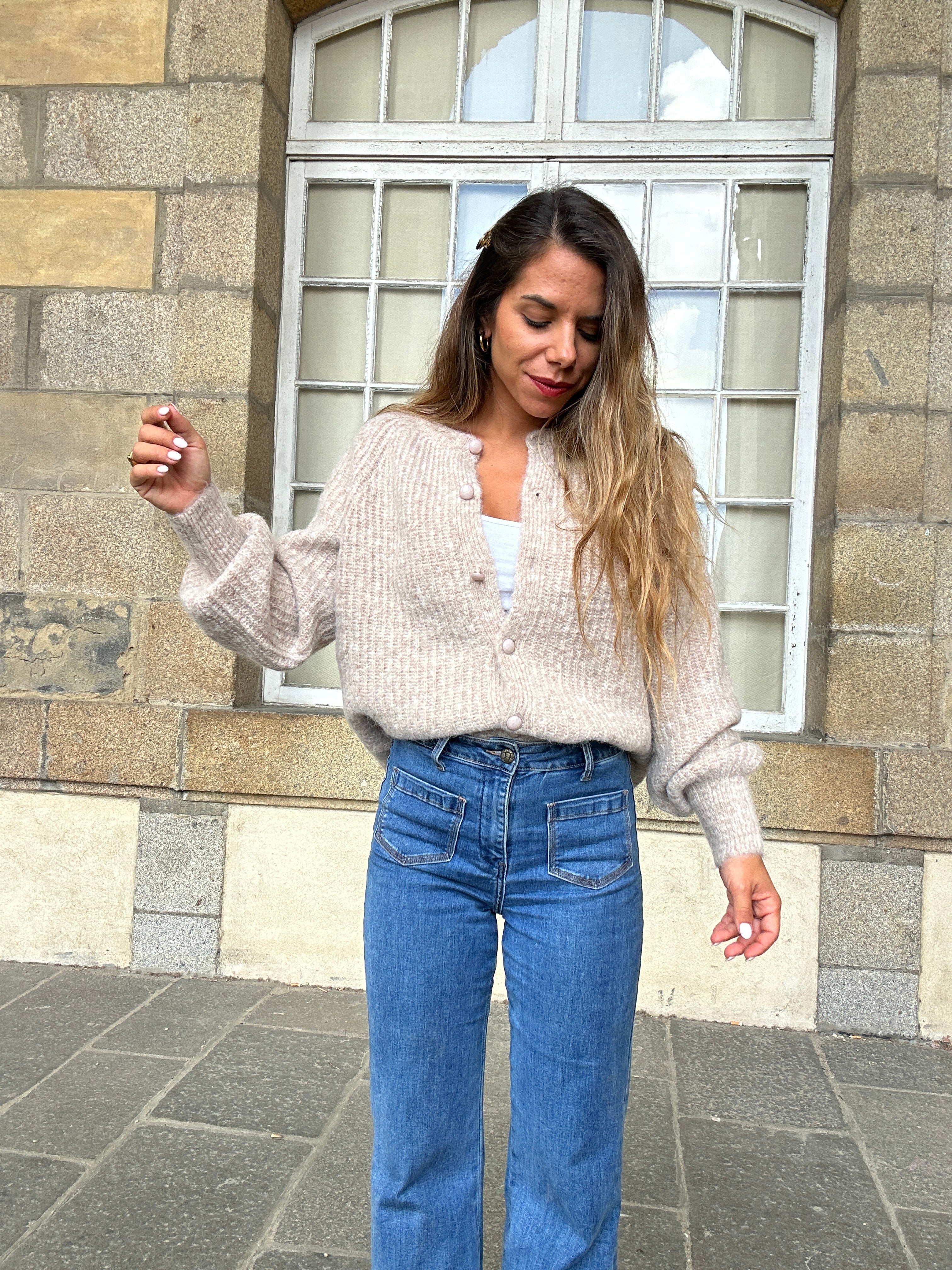Irène taupe cardigan