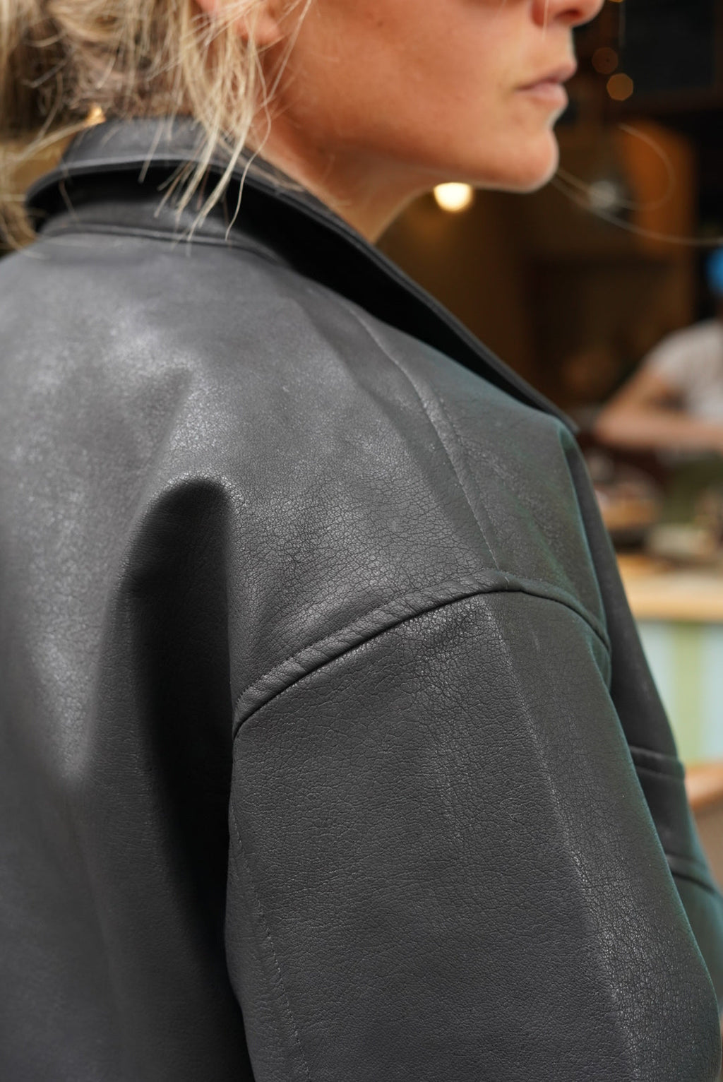 Pia Faux Leather Jacket Black
