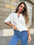 Prenda de punto de manga corta cruda Elisa