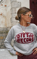 Robin Gray Sweater With Burgundy Inscription