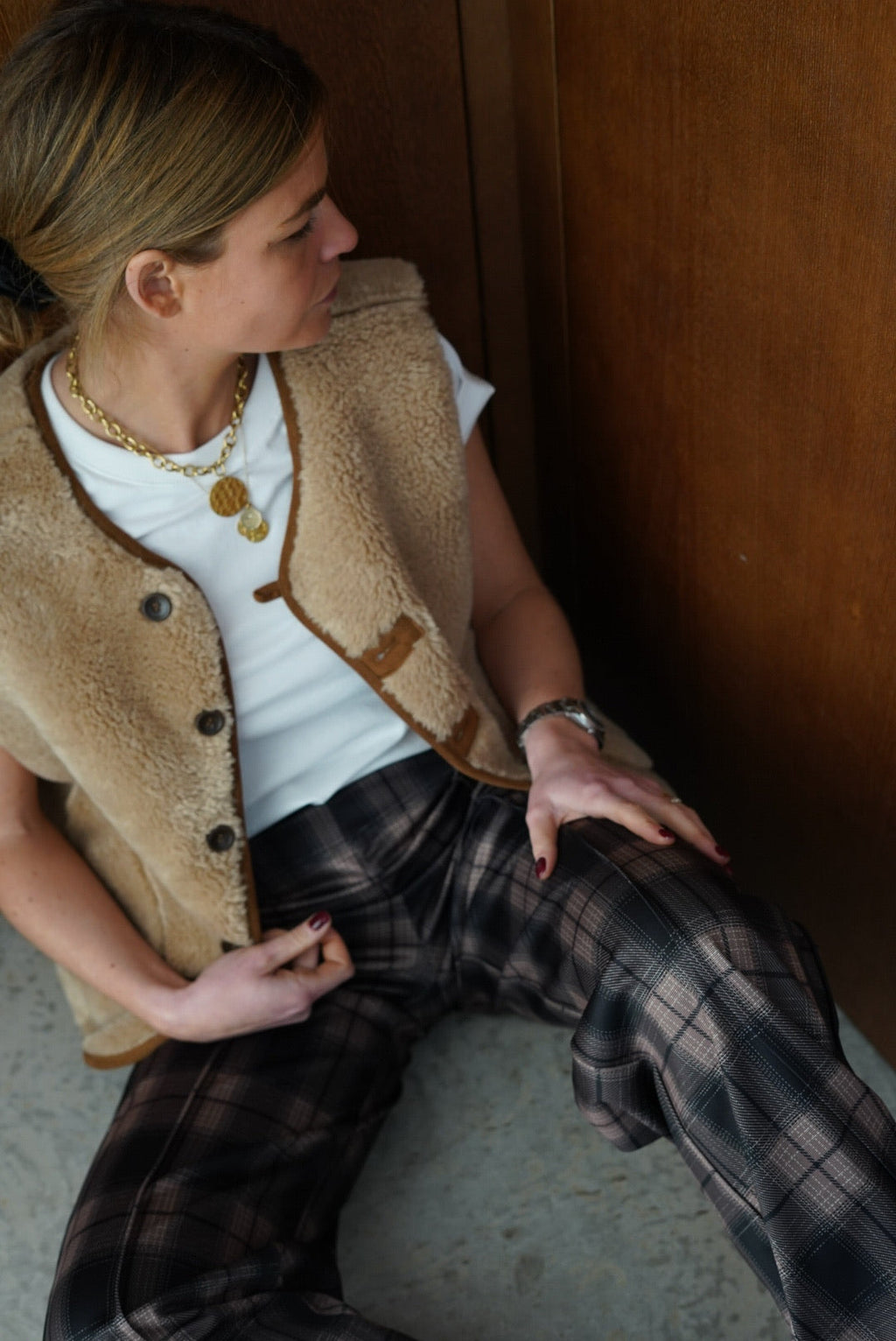 Sacha Check Trousers Black/Brown