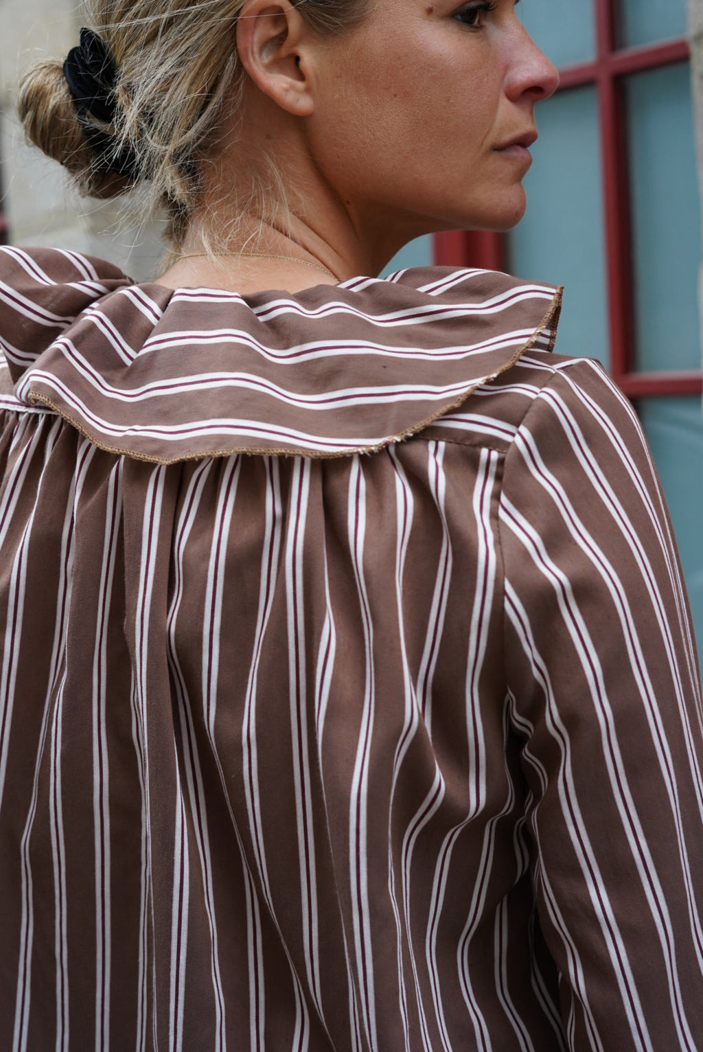 Olympe Moka Stripe Blouse
