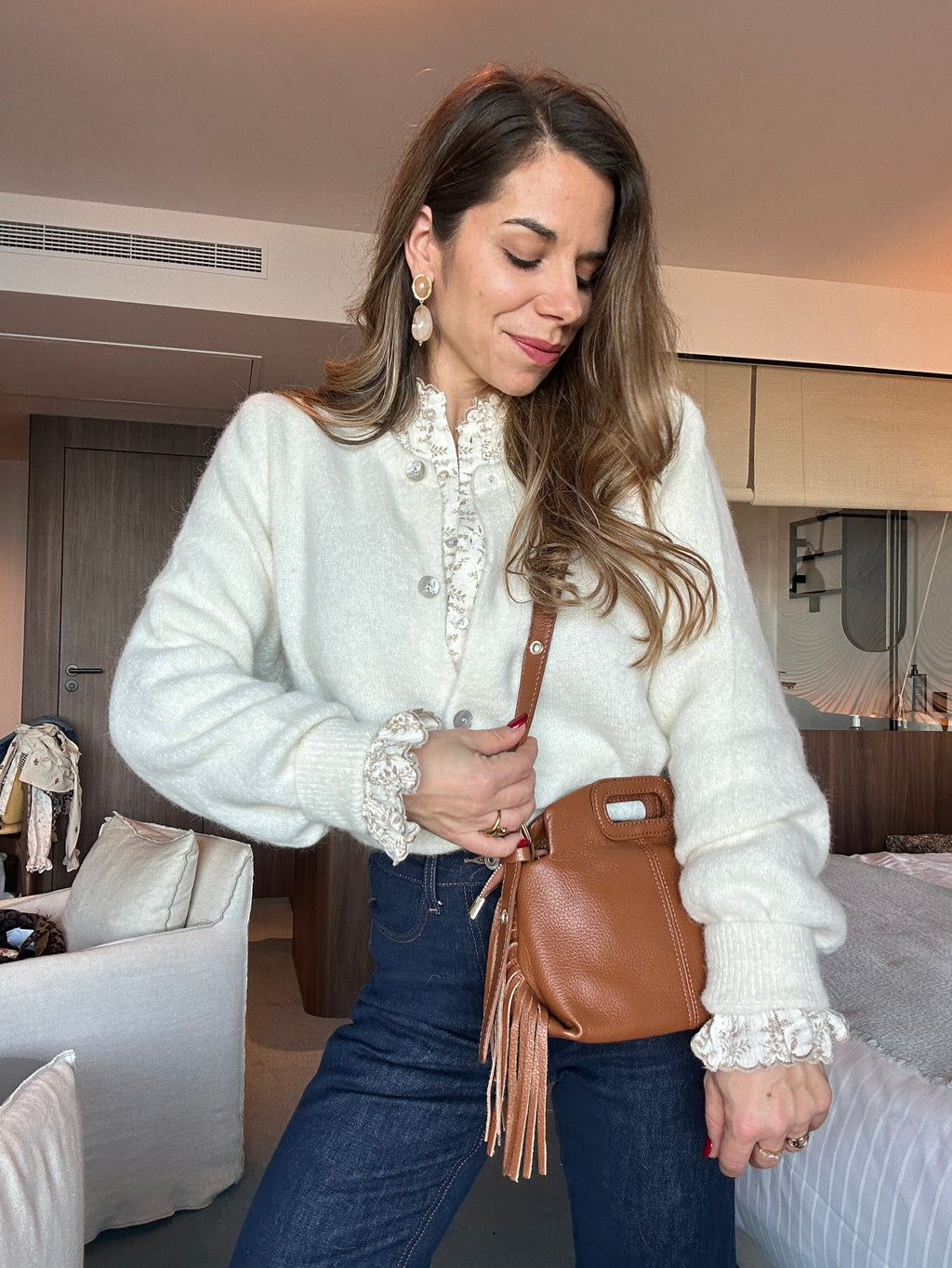Prenda de punto de lana Léonie crudo