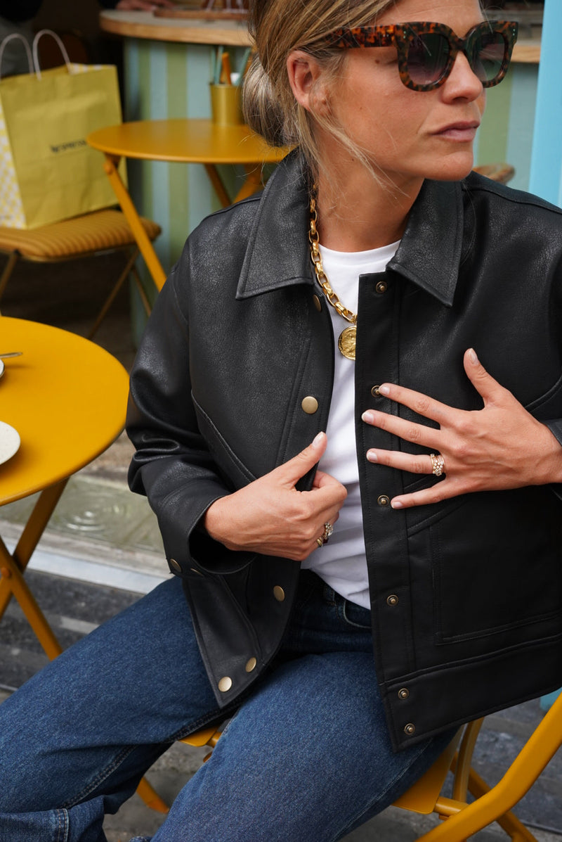 Veste Pia Similicuir Noir