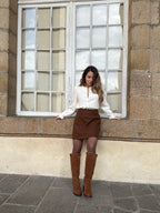 Falda efecto lana Lou Chocolate