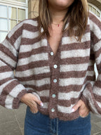 Véra Camel And Beige Striped Cardigan
