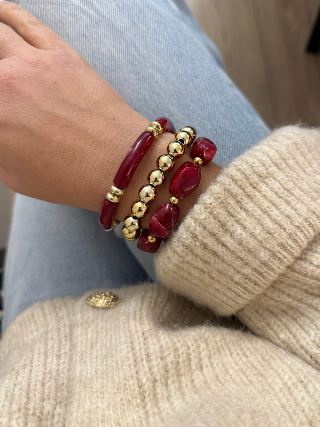 Bracelet Trio De Bracelets - Rouge