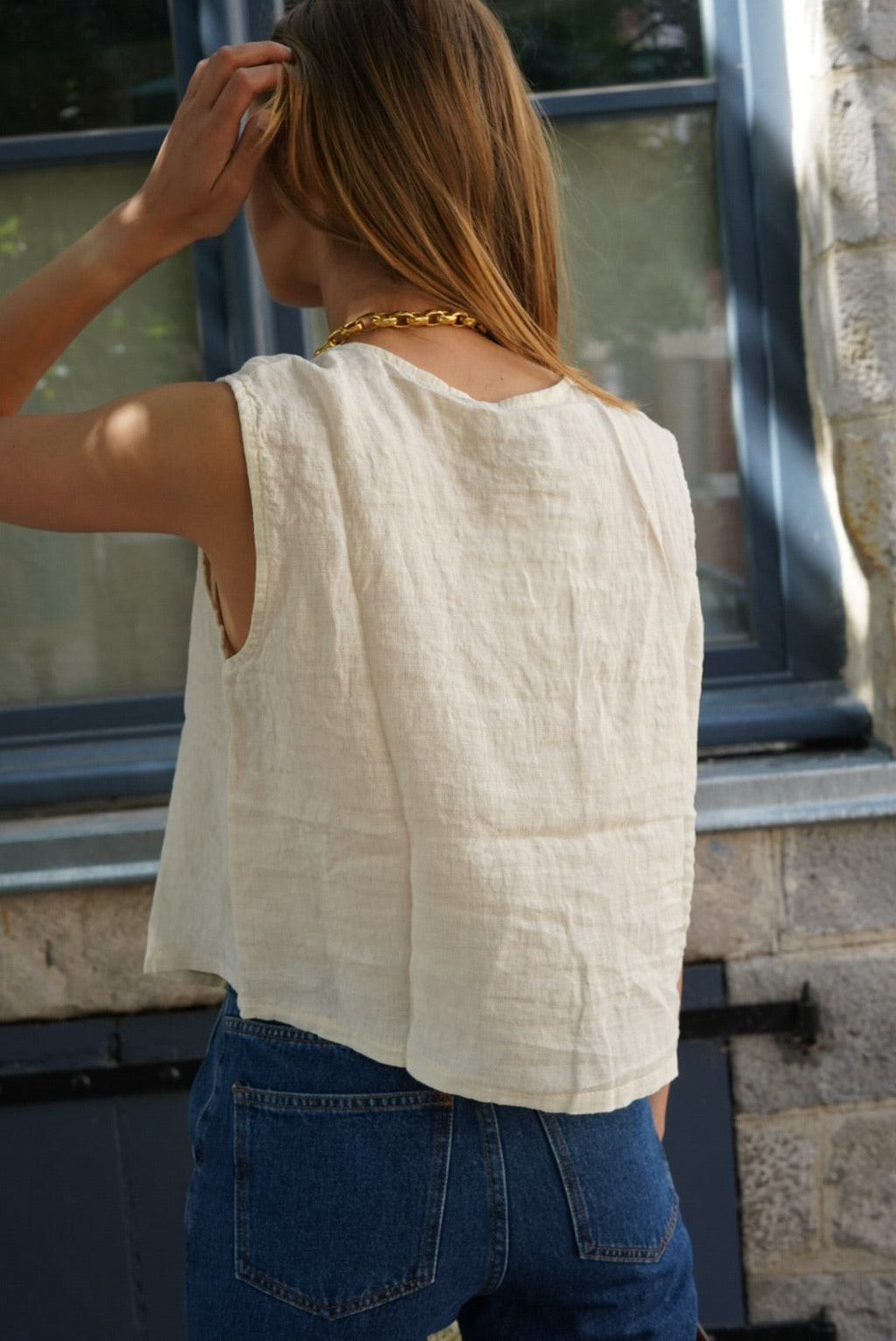 Abel Sleeveless Top Linen Ecru