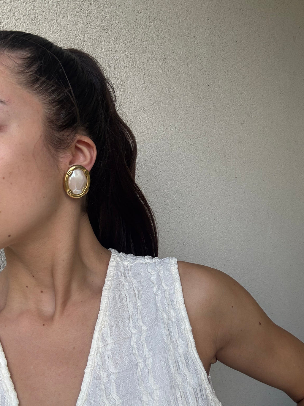 Boucles D’Oreilles Givenchy Vintage - Ovales Et Perles Fantaisies