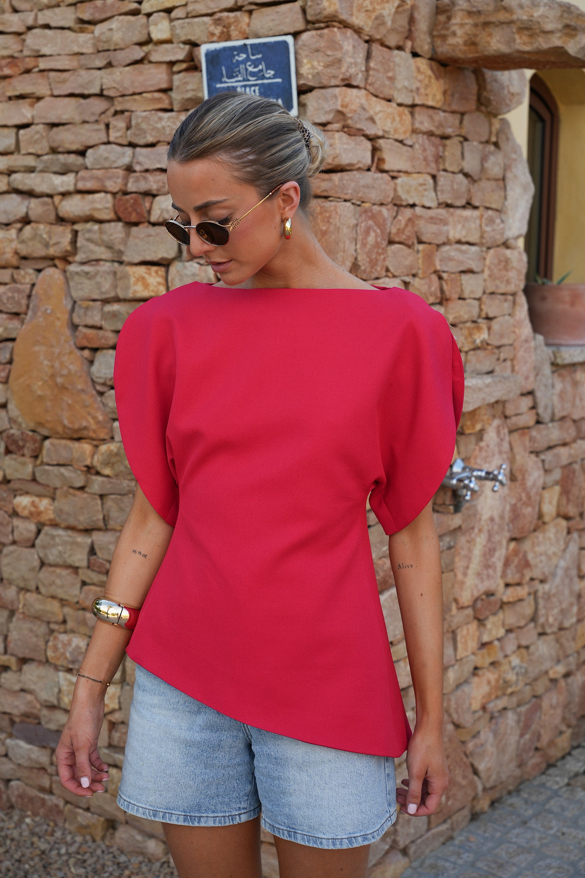 Blouse Asymétrique Garance - Rouge