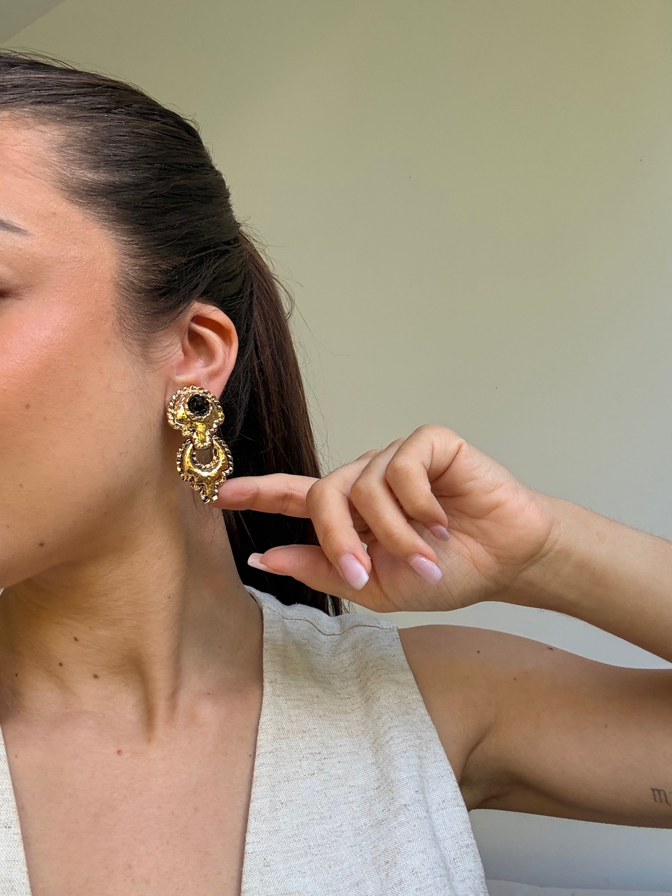Pendientes Vintage - Colgantes Diseño Barroco Y Strass Negro