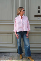 Blouse Astrid col mao rayure rose