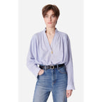 Blouse Col V Calvin - Blanc/Bleu