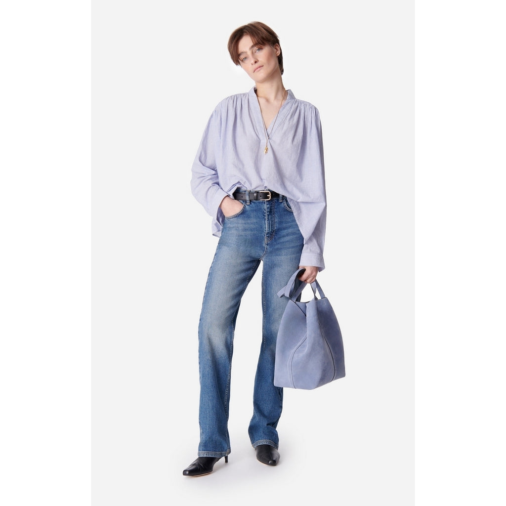 Blouse Col V Calvin - Blanc/Bleu