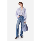 Blouse Col V Calvin - Blanc/Bleu