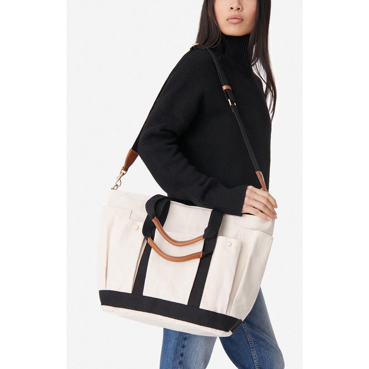 Large Tote Bag - Ecru & Black