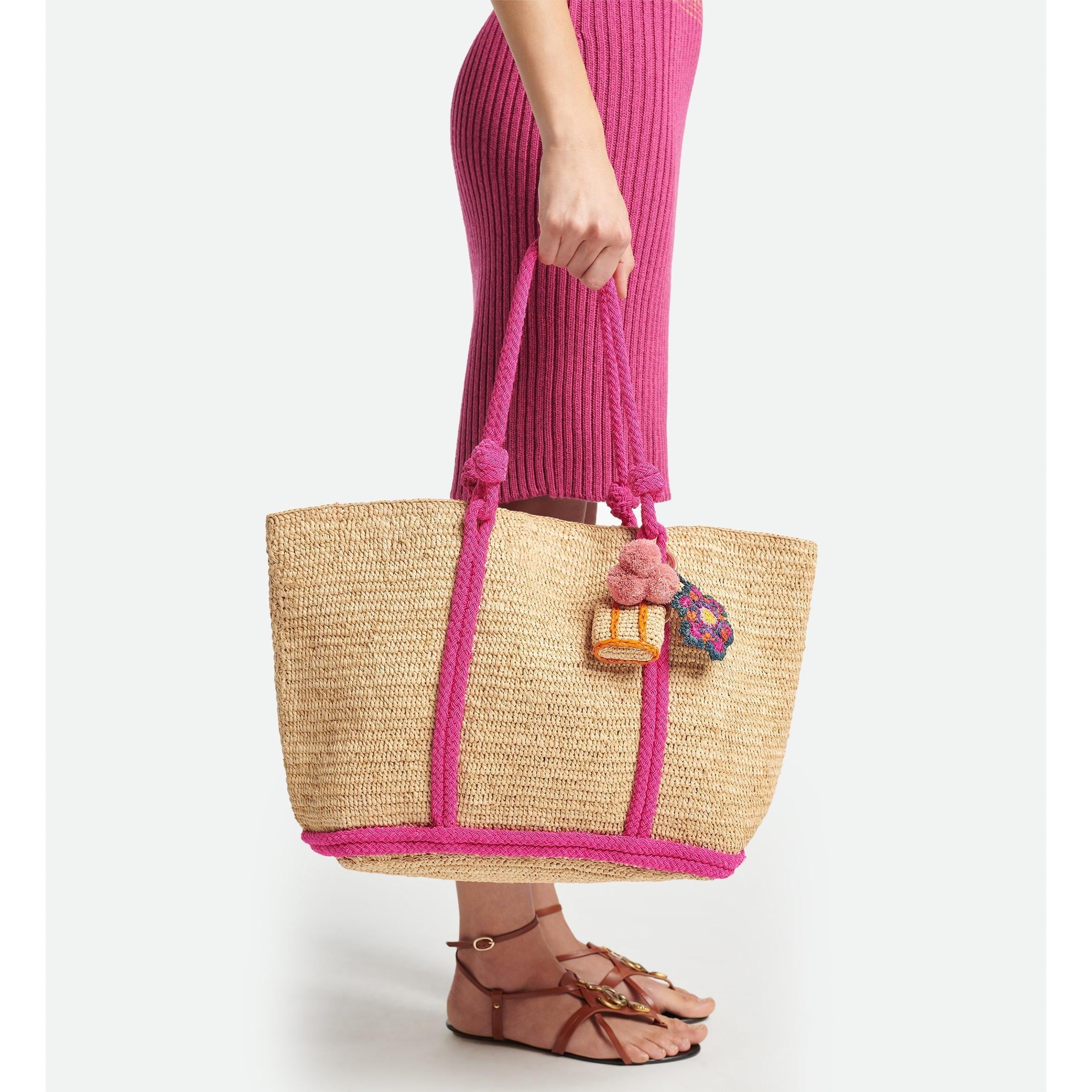 Cabas L En Raphia - Rose