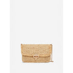 Moon Raffia Flap Bag Gm - Natural