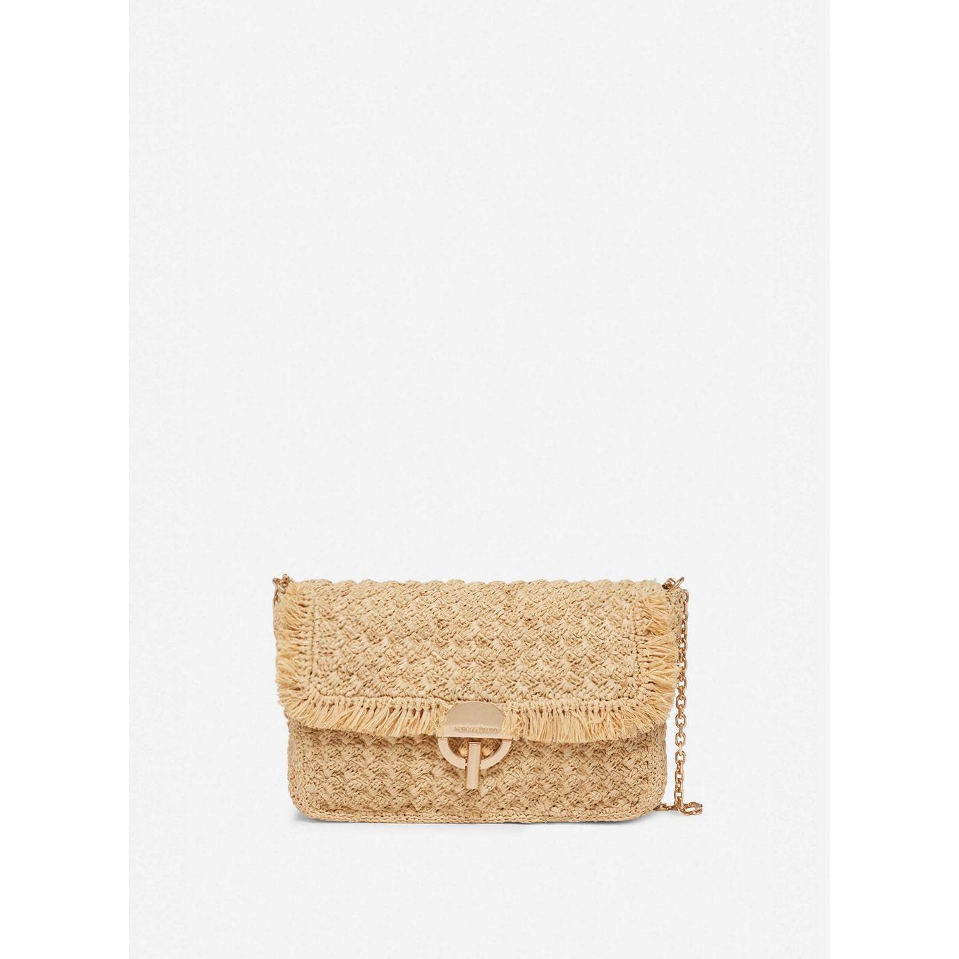 Moon Raffia Flap Bag Gm - Natural