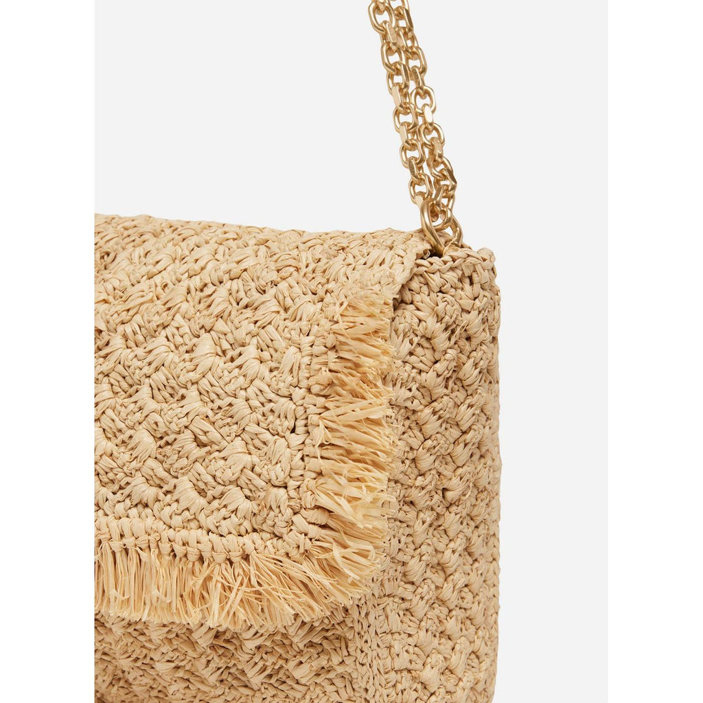 Moon Raffia Flap Bag Gm - Natural
