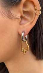 Leaf X Hoop Earrings