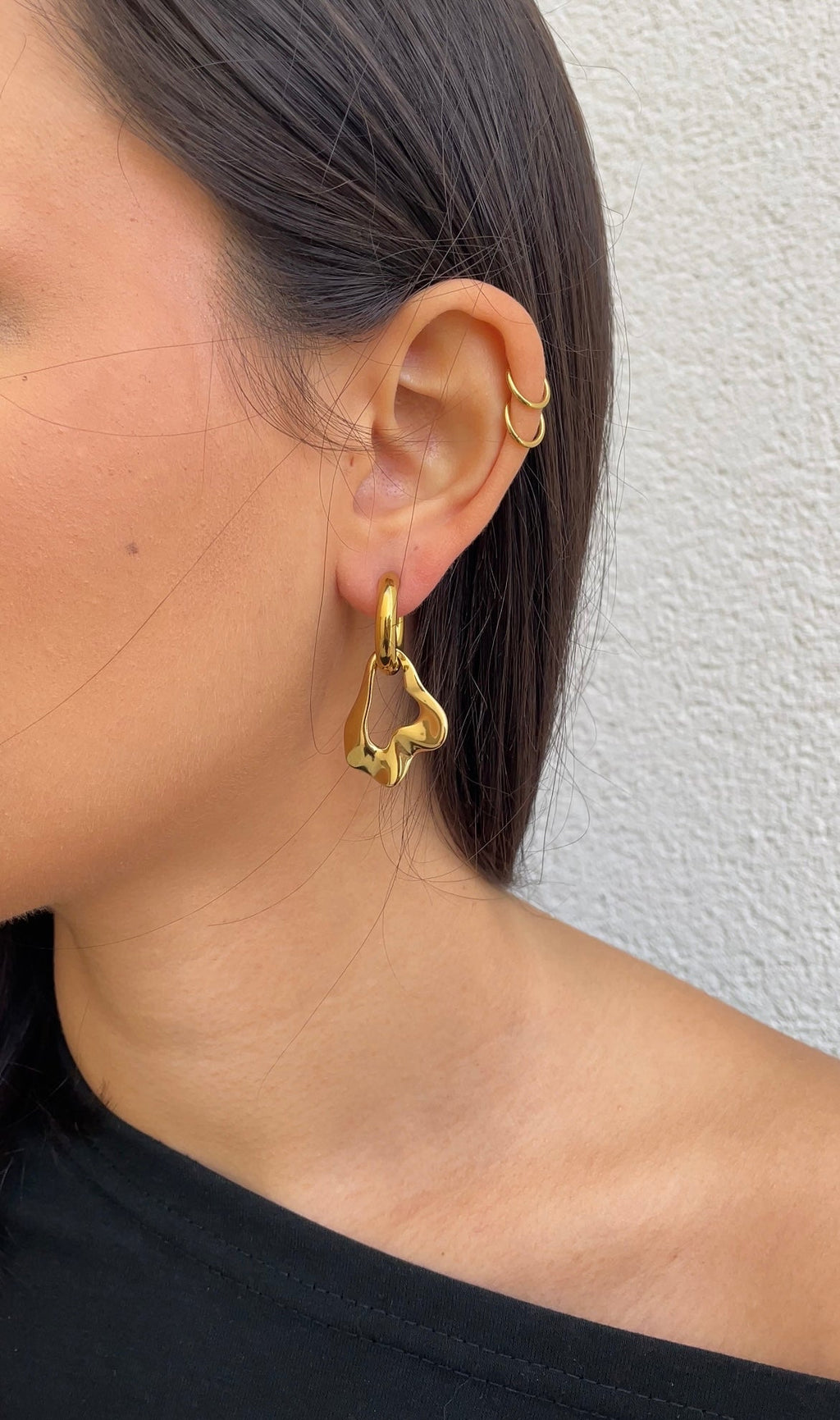 Leaf X Hoop Earrings