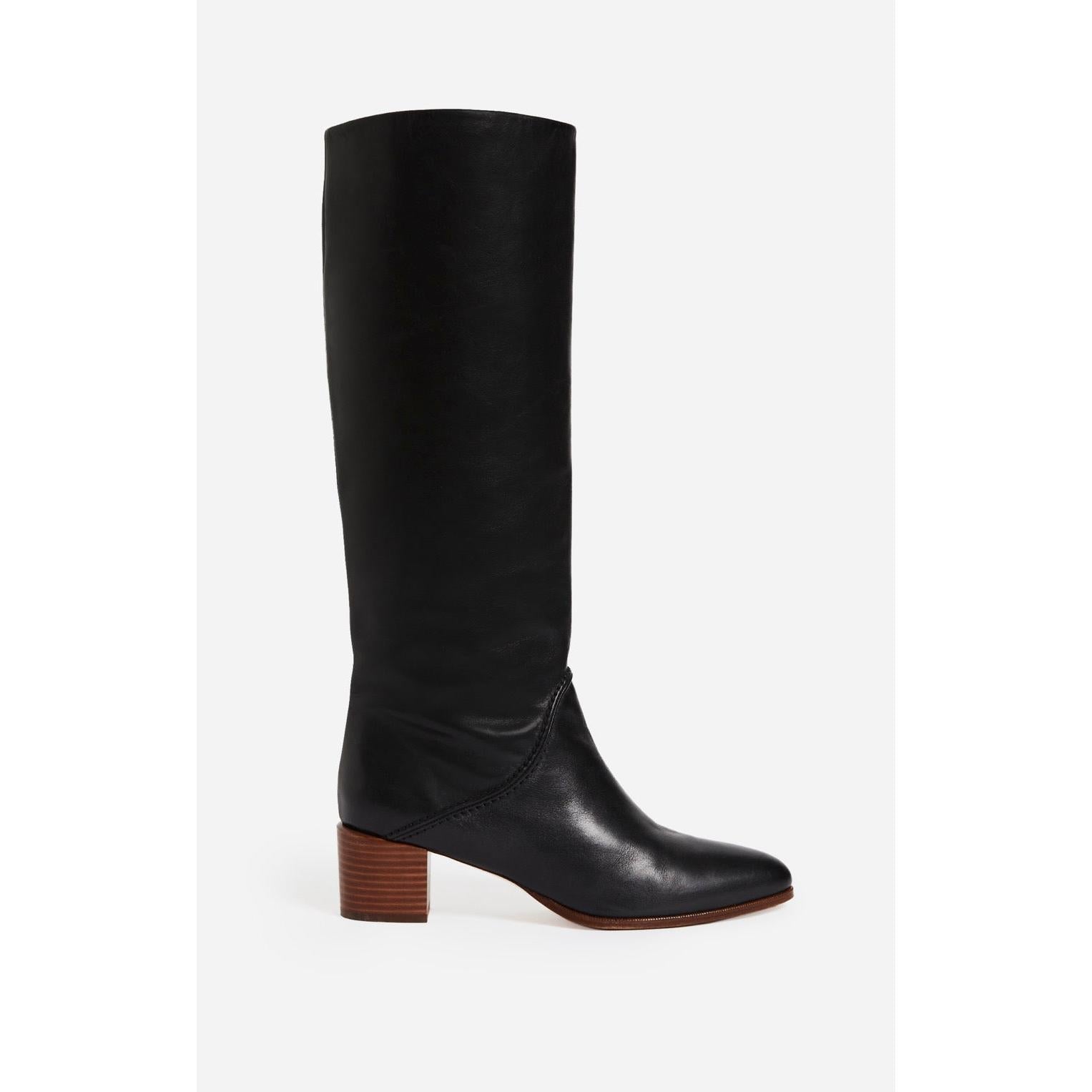 Bottes Hautes Cuir Lisse - Noir