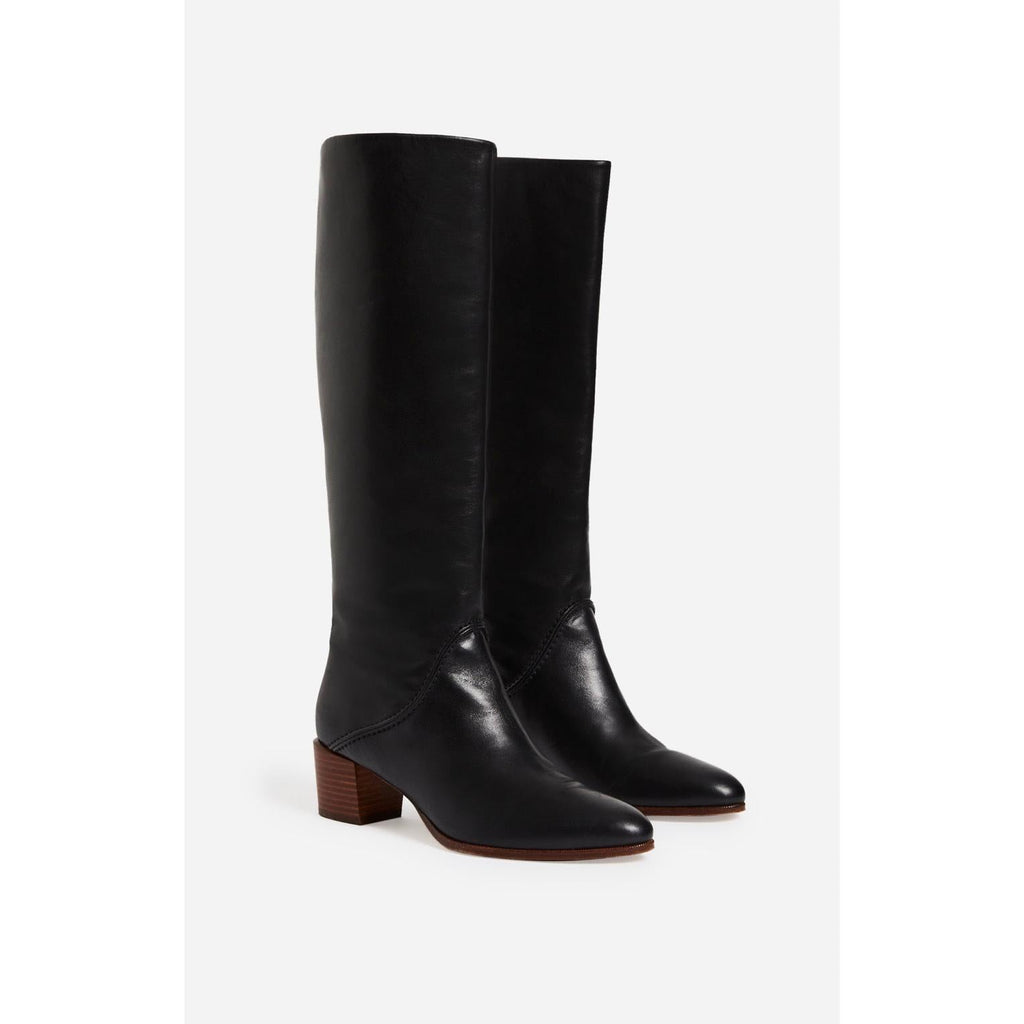 Bottes Hautes Cuir Lisse - Noir