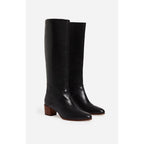 Bottes Hautes Cuir Lisse - Noir
