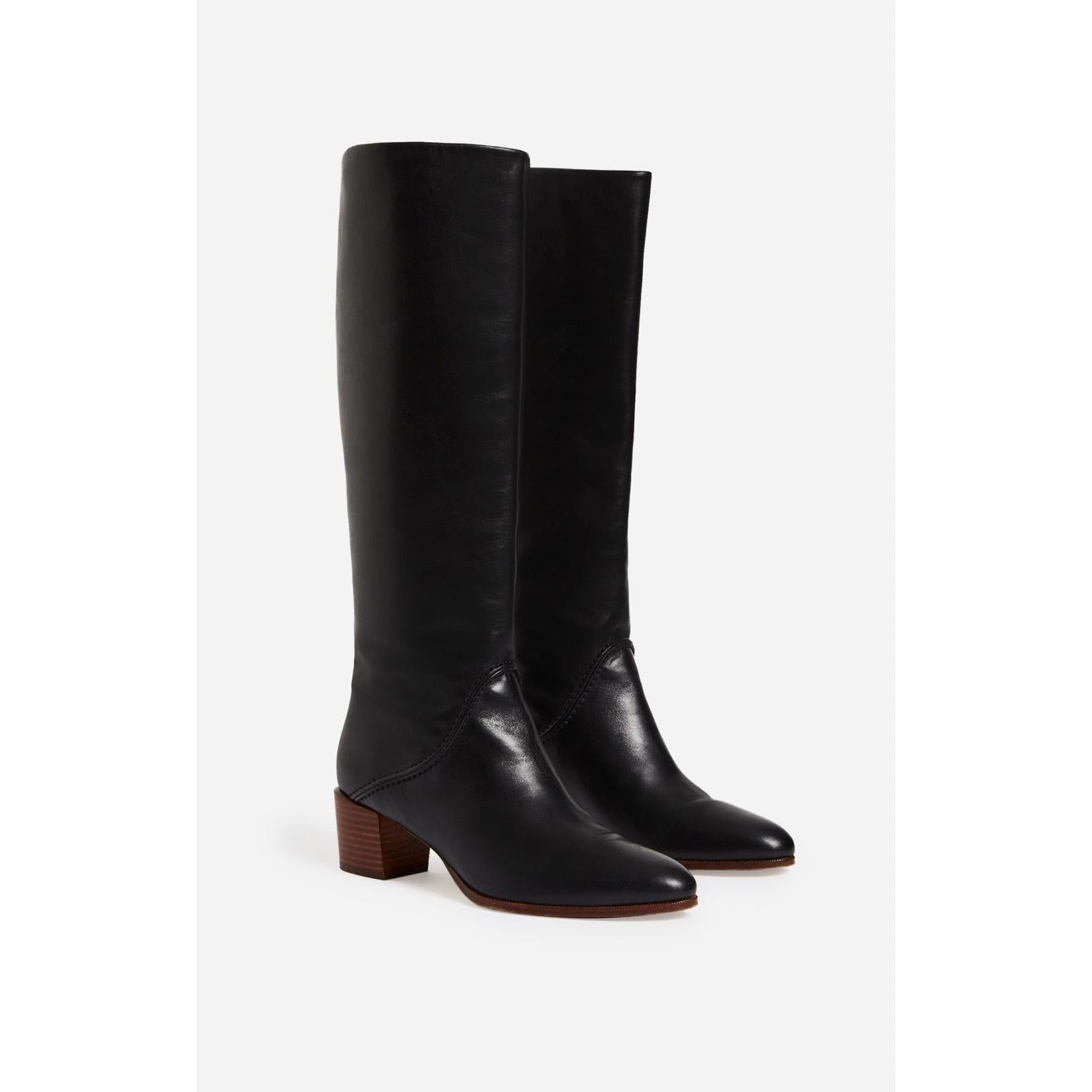 Bottes Hautes Cuir Lisse - Noir