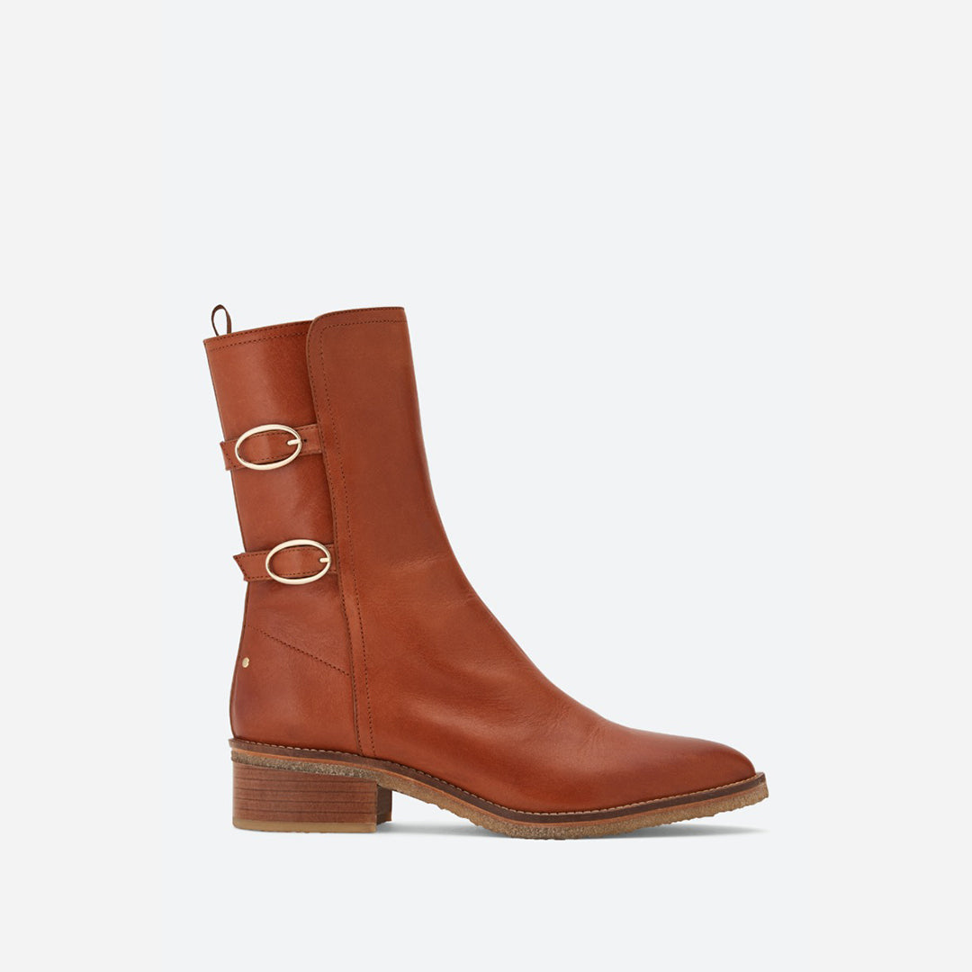 Flat Ankle Boots - Caramel