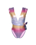 Traje de baño Samba de 1 pieza - Violeta Atardecer/Naranja