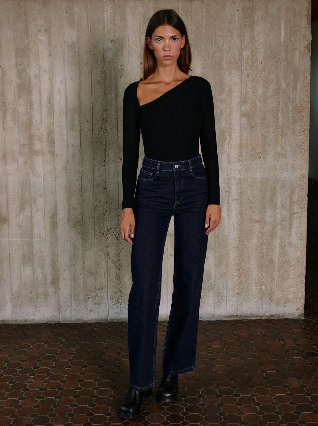 Wide Leg Denim Raw Jeans