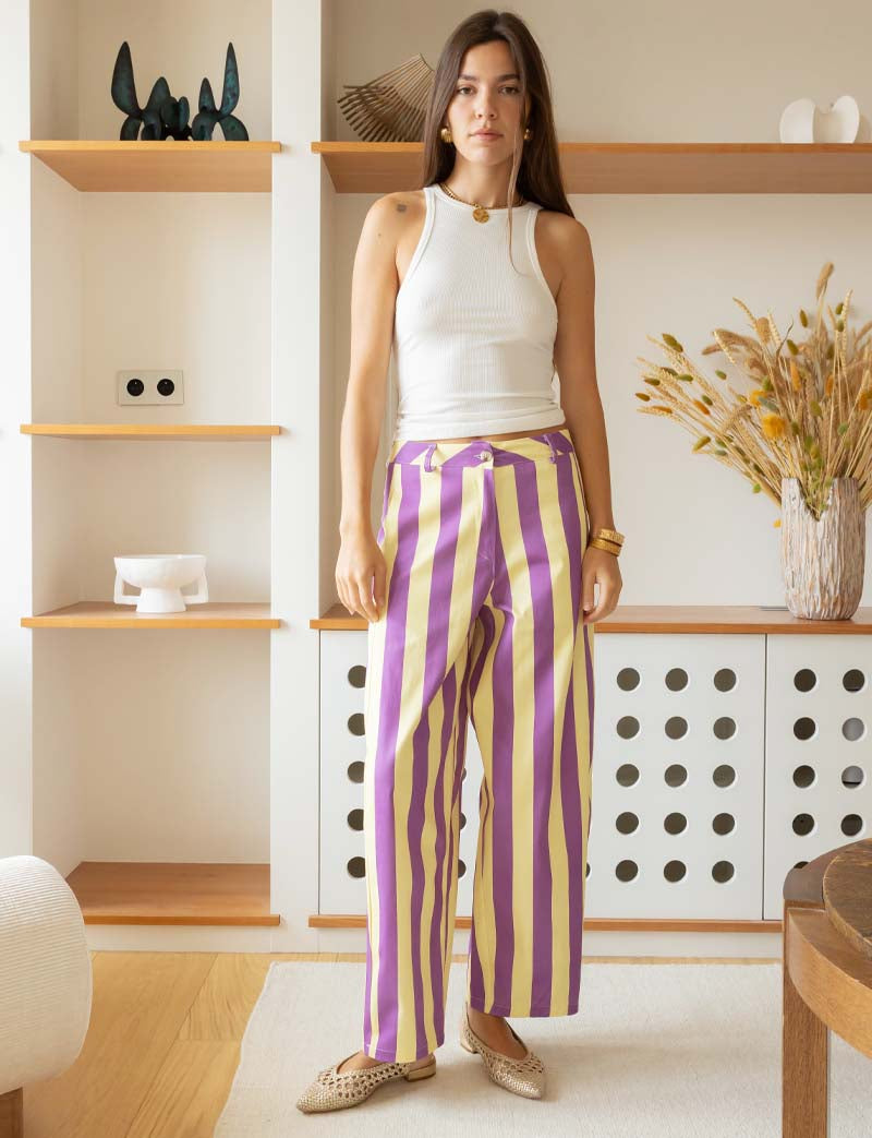 Jean À Rayures Jaunes & Violettes Barel