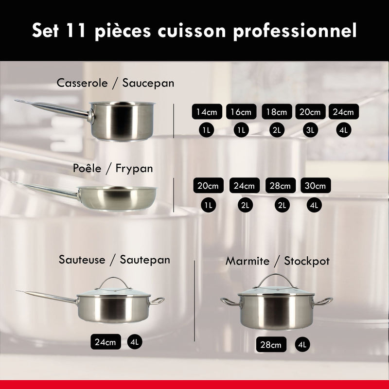 11-Piece Professional Stainless Steel Set
