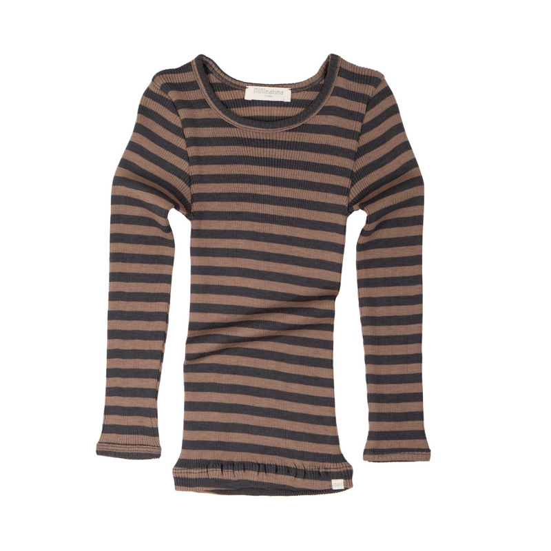 Camiseta lana merino atlántica Casi negra-Nut Stripes - Selección Minimalisma disponible en amaetc.com, concept store eco-friendly para niños
