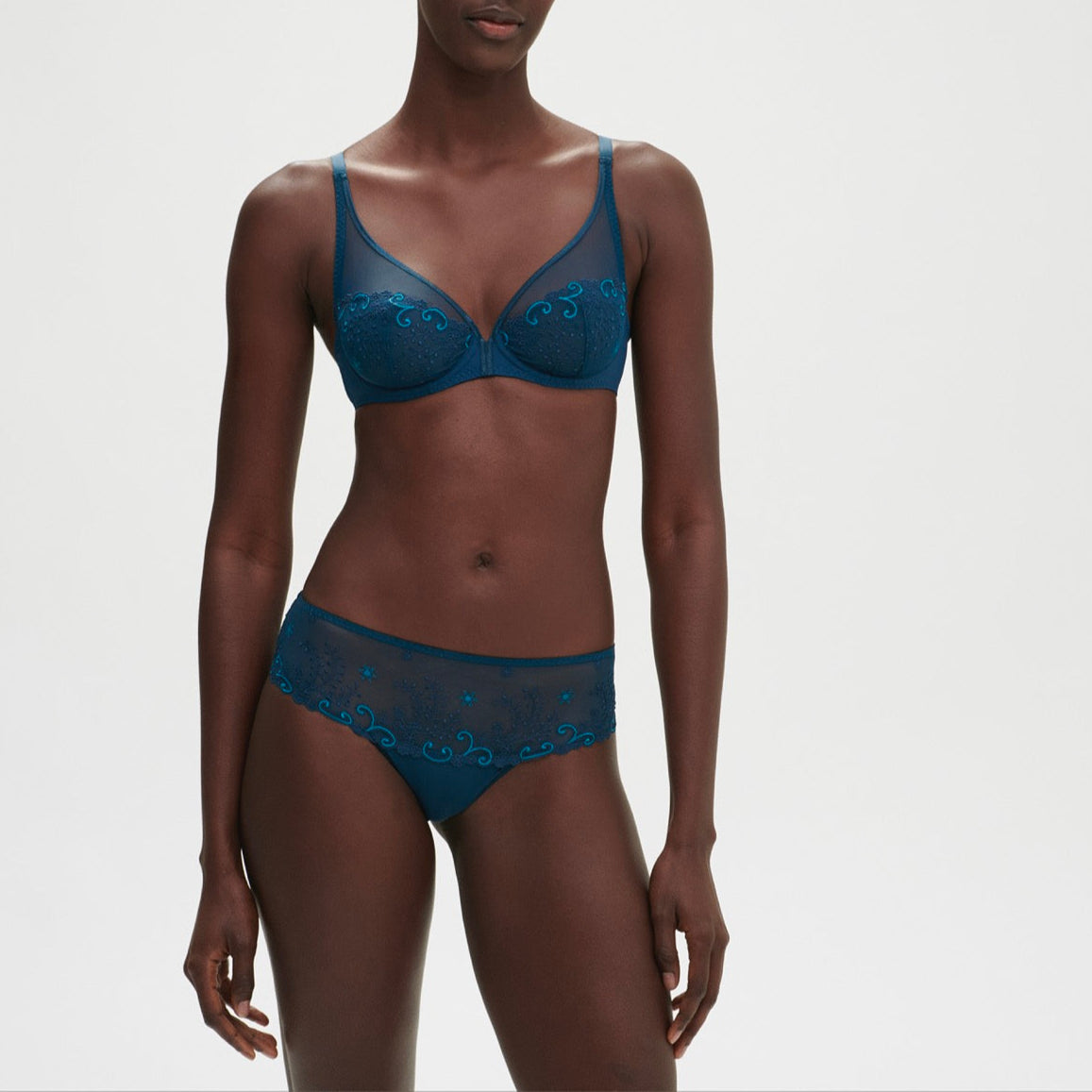Delice Underwired Plunge Bra - Prestige Blue
