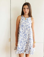 Blauwe jurk met bloemenprint Jesica