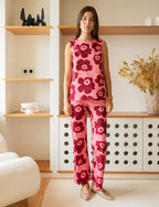 Lyserøde Jeans Med Bordeaux Blomster Jony