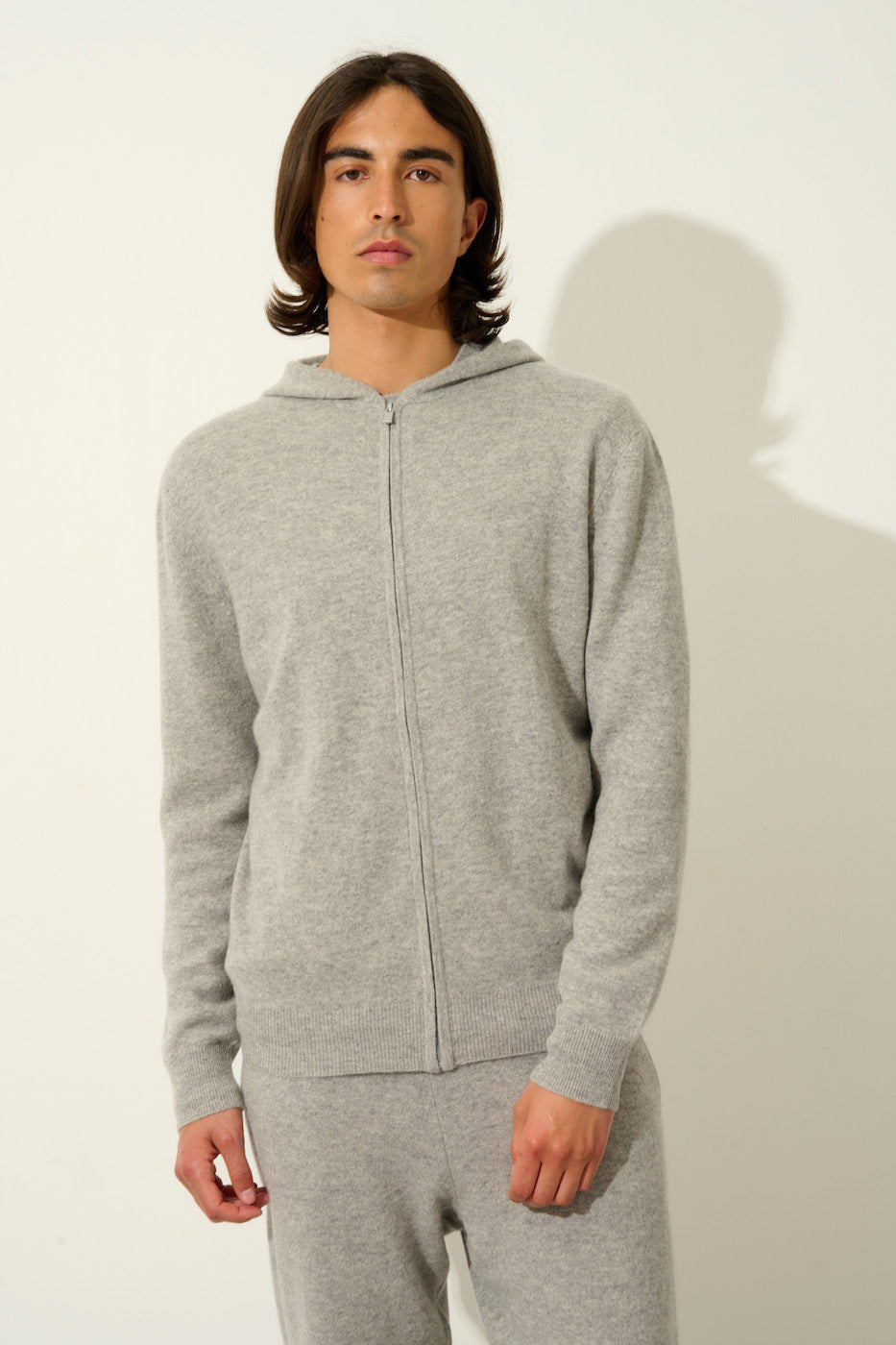 Hooded Zip-Up Cardigan - Neurre - Marl Cloud