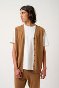 Sleeveless V-Neck Cardigan - Hugo - Hazelnut