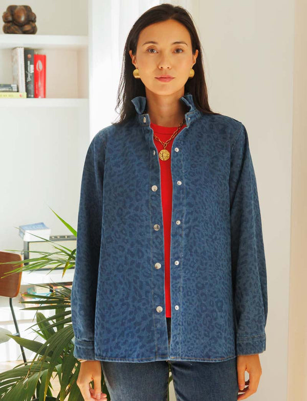 Giacca Blu Leopardata Vince