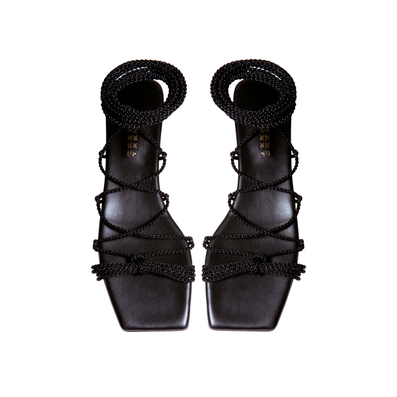 Ophilia Black Flat Lace-Up Sandal
