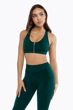 Zip Tech Sports Bra - Deep Mist