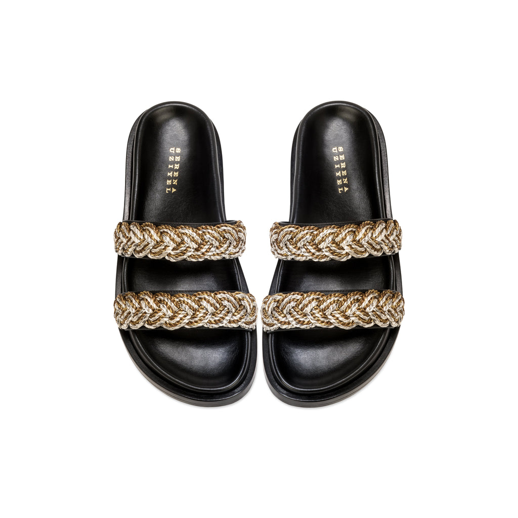 Ronda Black Comfort Two Straps Slides
