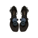 Coins Black Flat Ankle Toe Sandal