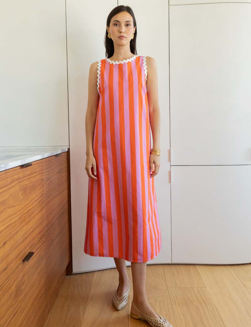 Robe À Rayures Roses & Oranges Juana