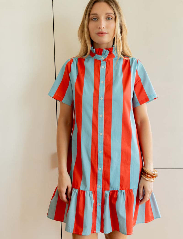 Rood-blauwe jurk Sylvia